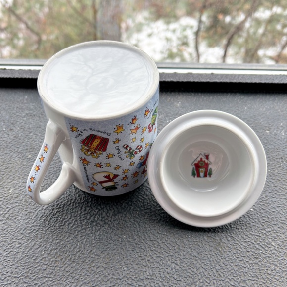 Kathryn Distefano Christmas Santa Holiday Cocoa Coffee Tea Mug w Raised Lid EUC - Picture 6 of 7